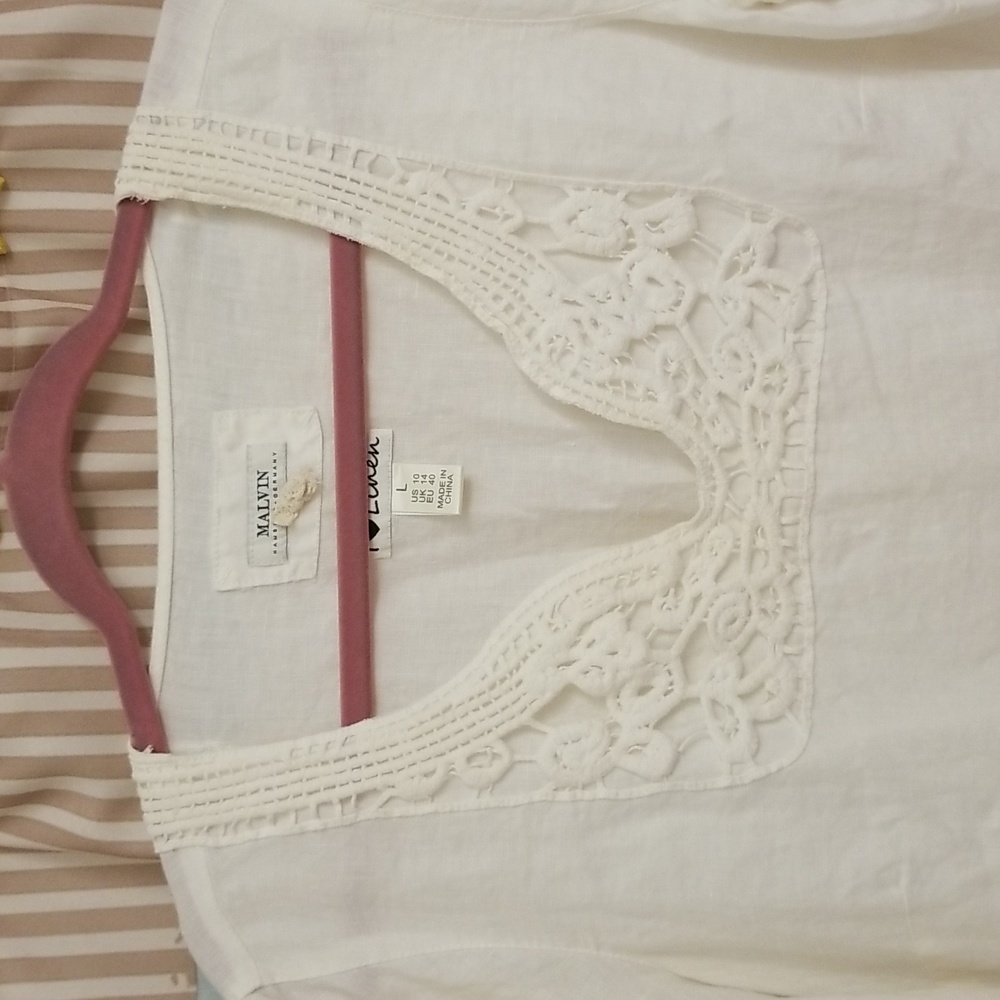 💛Malvin I 🖤 Linen Tunic / Coverup with Crochet Neckline - Picture 2 of 13